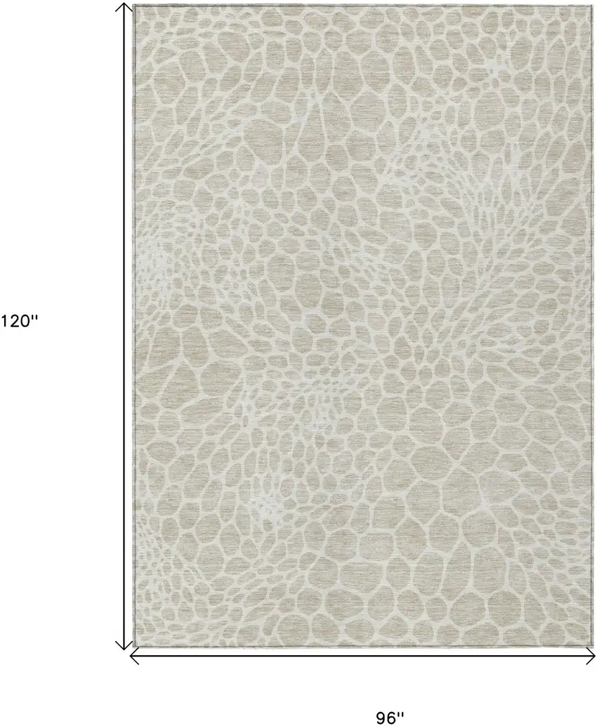 Beige And Ivory Geometric Washable Indoor Outdoor Area Rug Photo 3