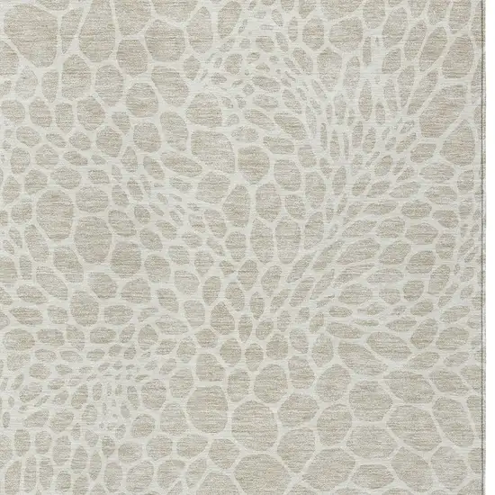 Beige And Ivory Geometric Washable Indoor Outdoor Area Rug Photo 6