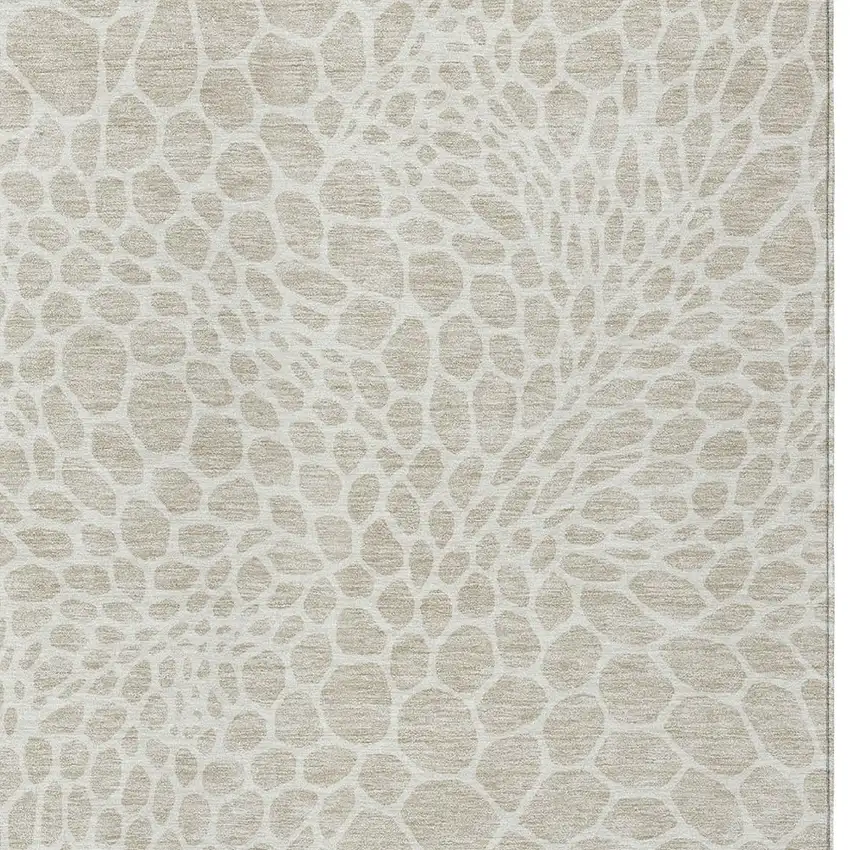 Beige And Ivory Geometric Washable Indoor Outdoor Area Rug Photo 6