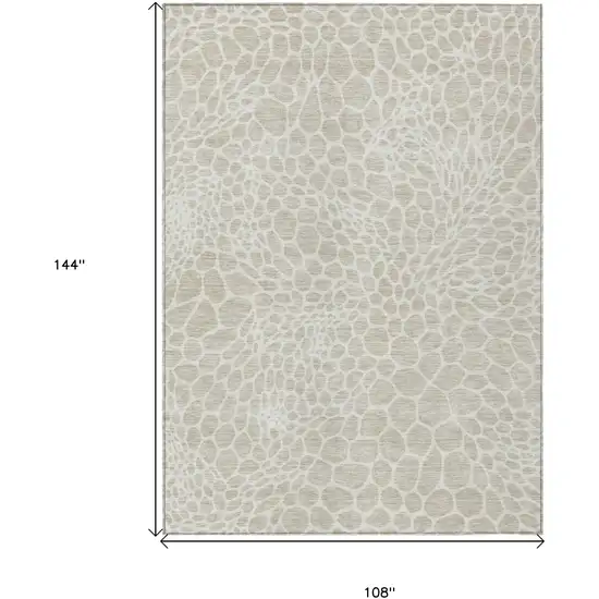 Beige And Ivory Geometric Washable Indoor Outdoor Area Rug Photo 3