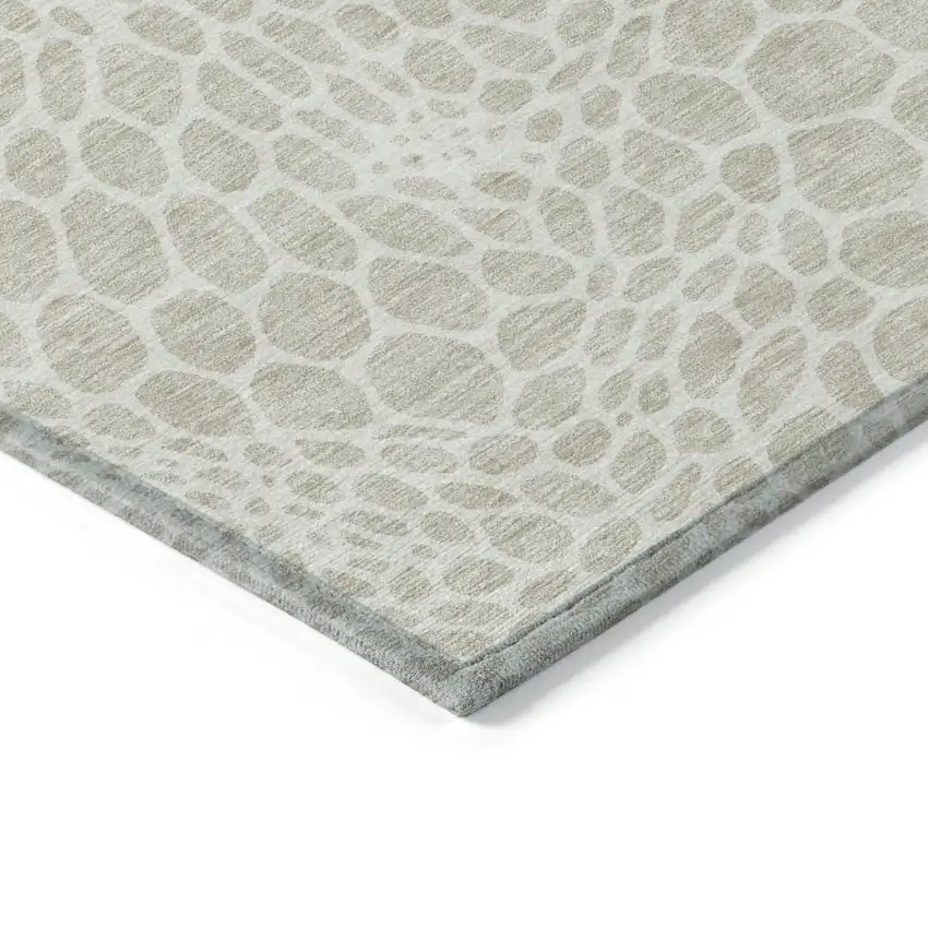 Beige And Ivory Geometric Washable Indoor Outdoor Area Rug Photo 5