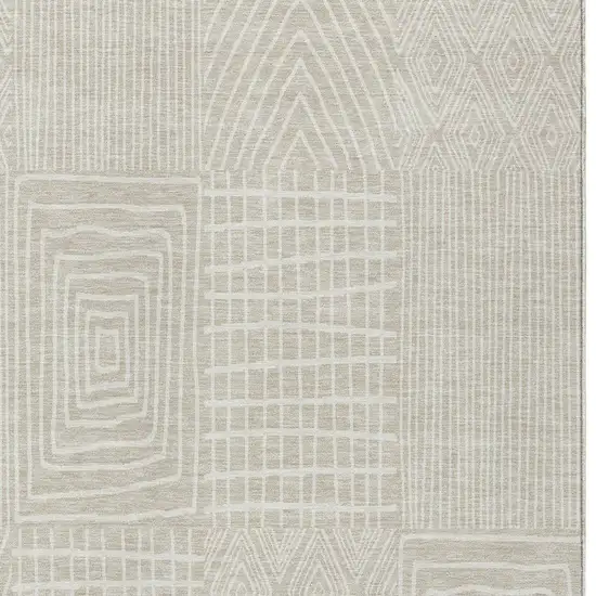 Beige And Ivory Geometric Washable Indoor Outdoor Area Rug Photo 5