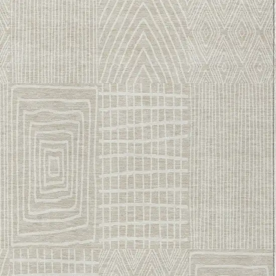 Beige And Ivory Geometric Washable Indoor Outdoor Area Rug Photo 5
