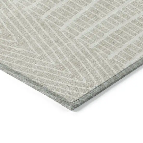 Beige And Ivory Geometric Washable Indoor Outdoor Area Rug Photo 4