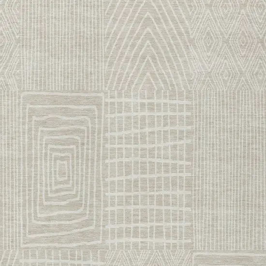 Beige And Ivory Geometric Washable Indoor Outdoor Area Rug Photo 5