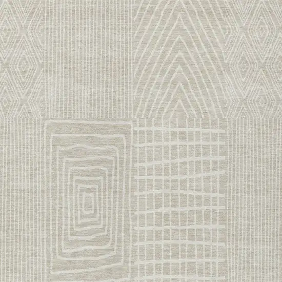Beige And Ivory Geometric Washable Indoor Outdoor Area Rug Photo 5