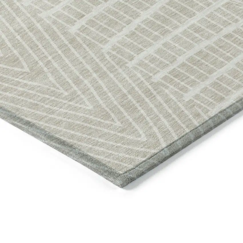 Beige And Ivory Geometric Washable Indoor Outdoor Area Rug Photo 4