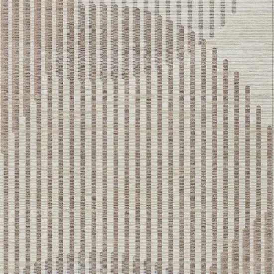 Beige And Ivory Geometric Washable Indoor Outdoor Area Rug Photo 6