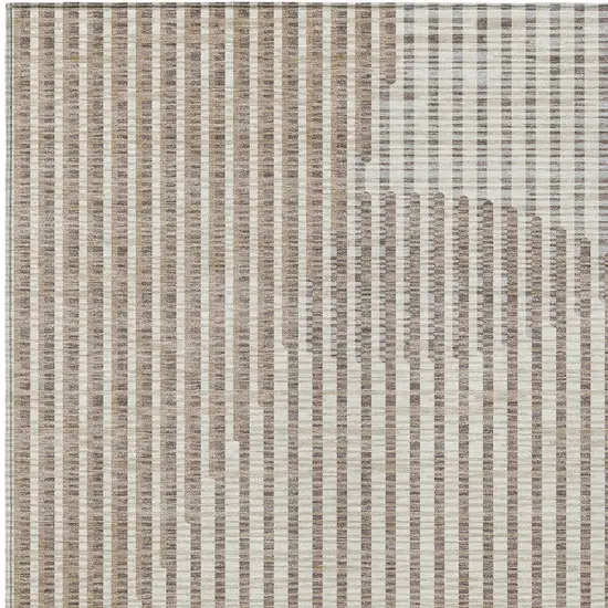 Beige And Ivory Geometric Washable Indoor Outdoor Area Rug Photo 5