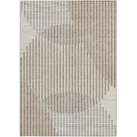 Beige And Ivory Geometric Washable Indoor Outdoor Area Rug Photo 6
