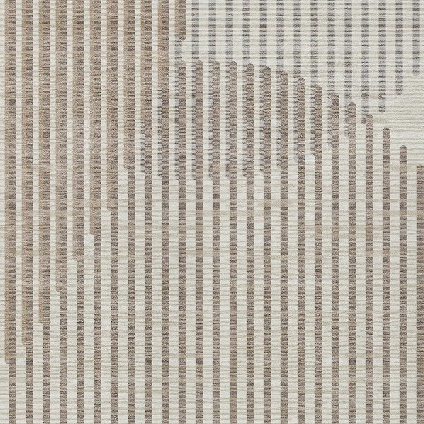 Beige And Ivory Geometric Washable Indoor Outdoor Area Rug Photo 6