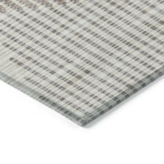 Beige And Ivory Geometric Washable Indoor Outdoor Area Rug Photo 4