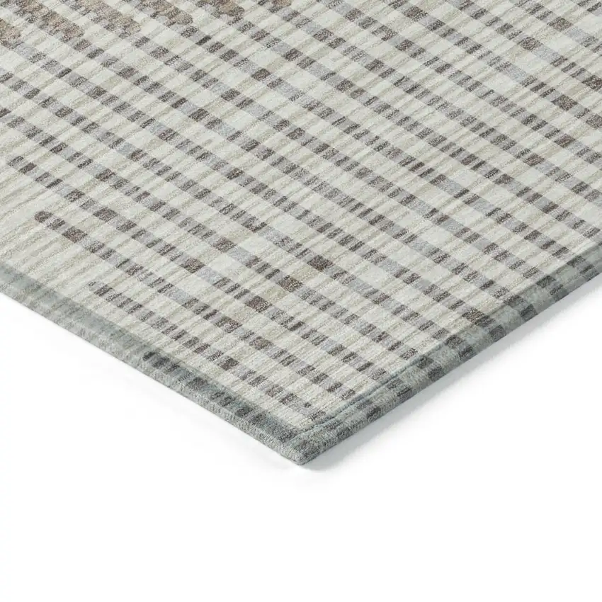 Beige And Ivory Geometric Washable Indoor Outdoor Area Rug Photo 4