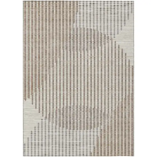Beige And Ivory Geometric Washable Indoor Outdoor Area Rug Photo 2