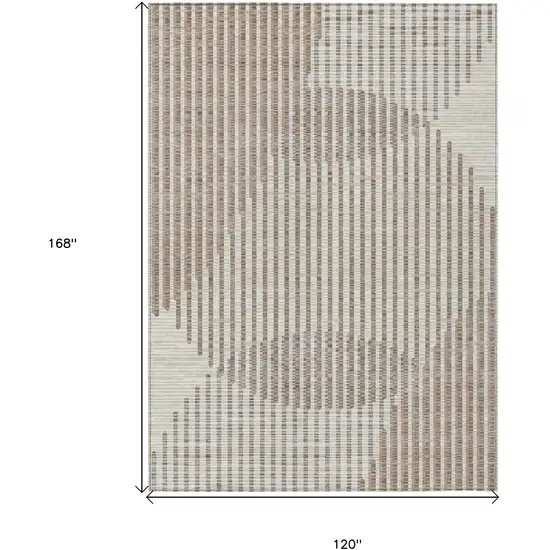 Beige And Ivory Geometric Washable Indoor Outdoor Area Rug Photo 3
