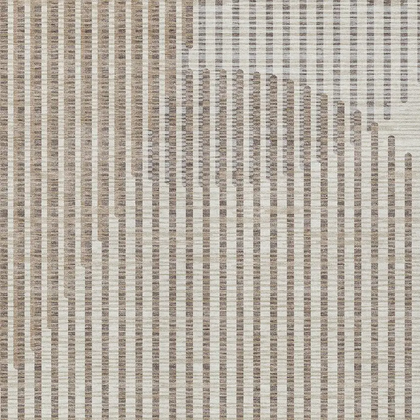 Beige And Ivory Geometric Washable Indoor Outdoor Area Rug Photo 6