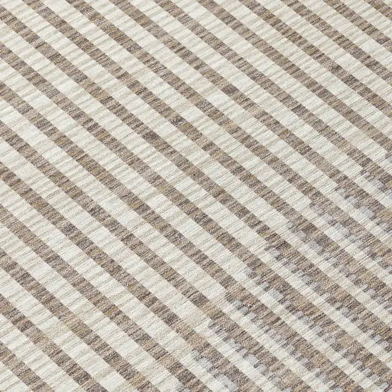 Beige And Ivory Geometric Washable Indoor Outdoor Area Rug Photo 5