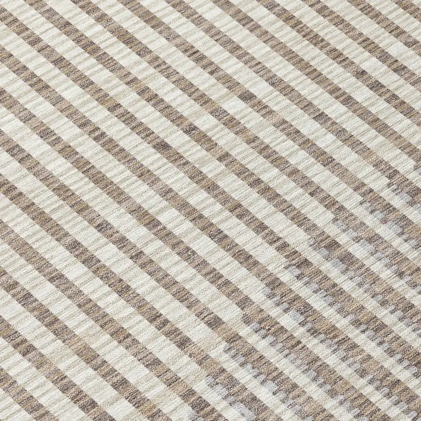 Beige And Ivory Geometric Washable Indoor Outdoor Area Rug Photo 5