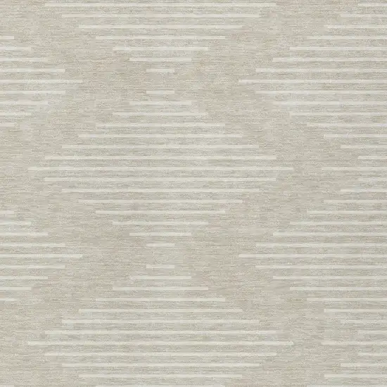 Beige And Ivory Geometric Washable Indoor Outdoor Area Rug Photo 5
