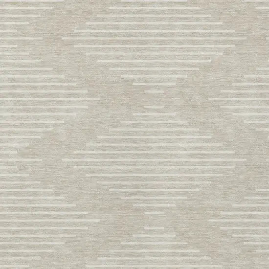 Beige And Ivory Geometric Washable Indoor Outdoor Area Rug Photo 5