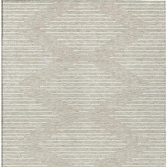 Beige And Ivory Geometric Washable Indoor Outdoor Area Rug Photo 6