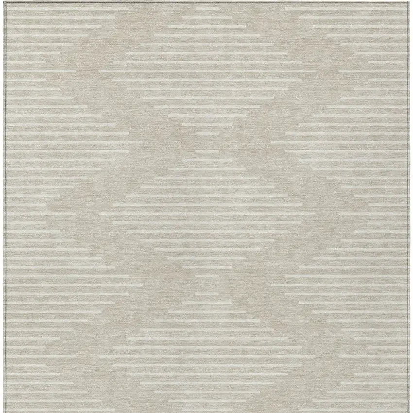 Beige And Ivory Geometric Washable Indoor Outdoor Area Rug Photo 6