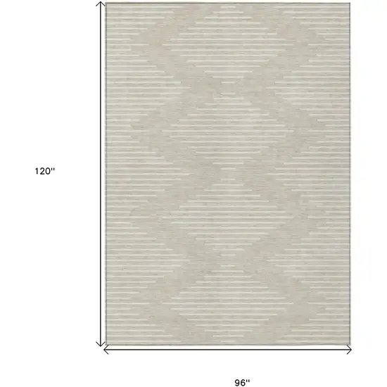 Beige And Ivory Geometric Washable Indoor Outdoor Area Rug Photo 3