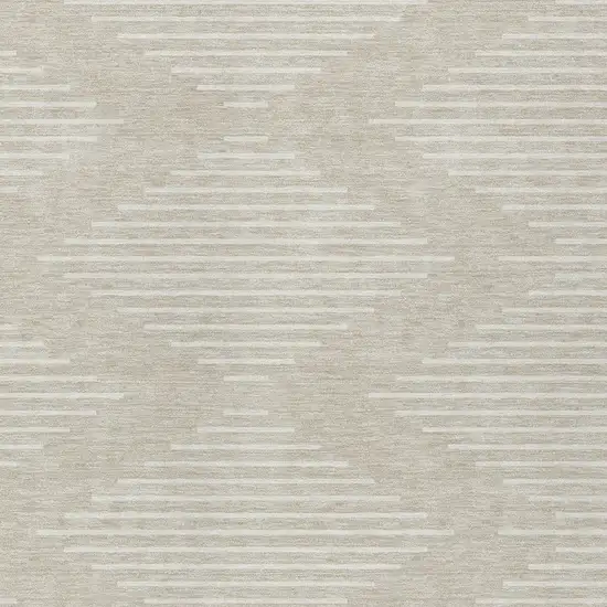Beige And Ivory Geometric Washable Indoor Outdoor Area Rug Photo 5