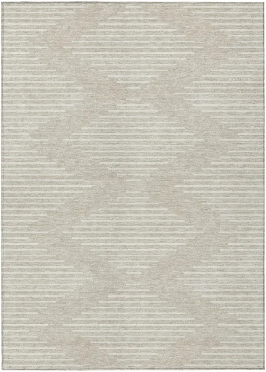 Beige And Ivory Geometric Washable Indoor Outdoor Area Rug Photo 2