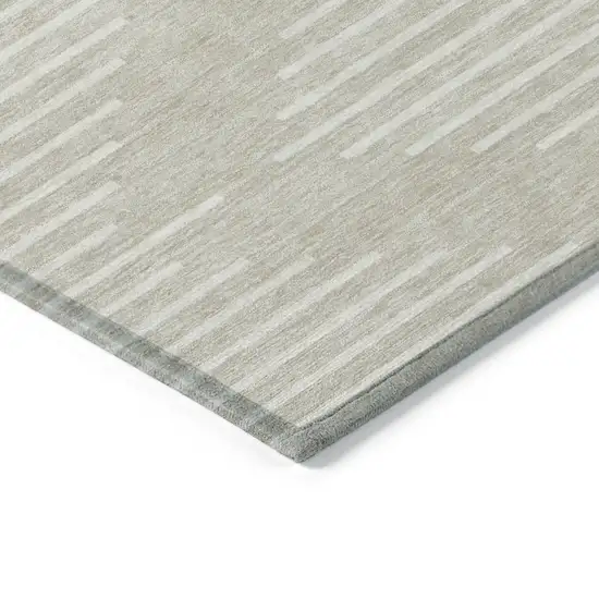 Beige And Ivory Geometric Washable Indoor Outdoor Area Rug Photo 4