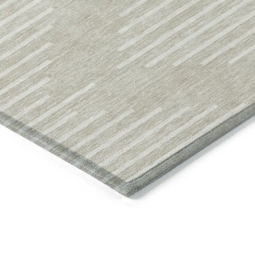 Beige And Ivory Geometric Washable Indoor Outdoor Area Rug Photo 4