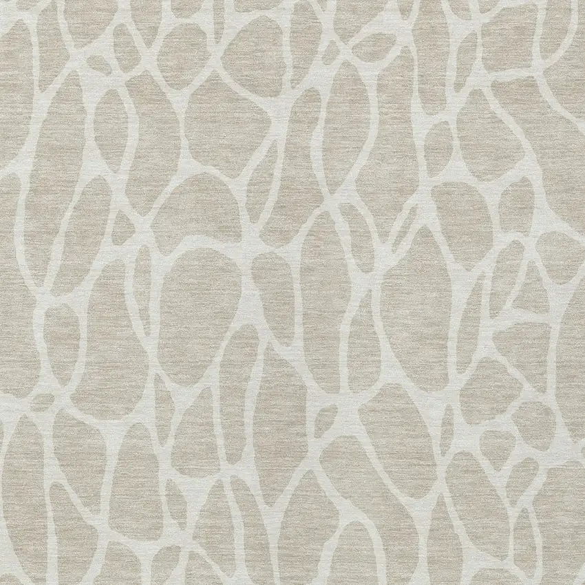 Beige And Ivory Geometric Washable Indoor Outdoor Area Rug Photo 6