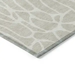 Photo of Beige And Ivory Geometric Washable Indoor Outdoor Area Rug