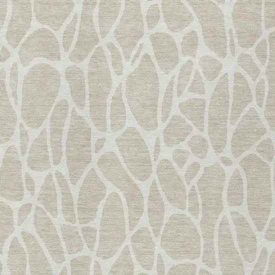 Beige And Ivory Geometric Washable Indoor Outdoor Area Rug Photo 6