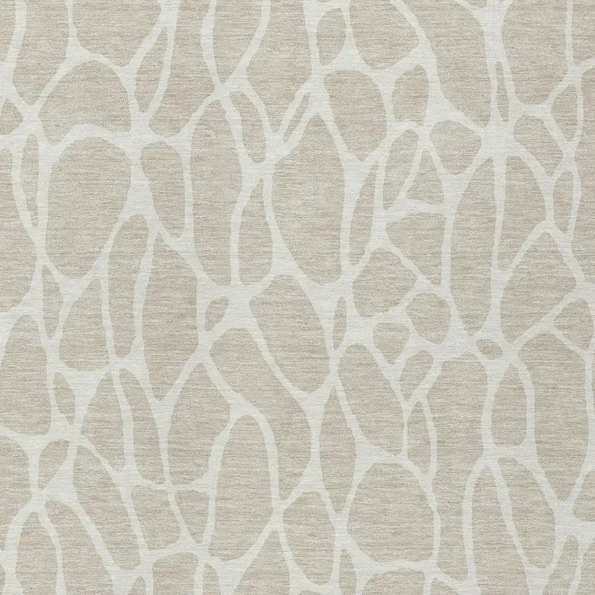 Beige And Ivory Geometric Washable Indoor Outdoor Area Rug Photo 6