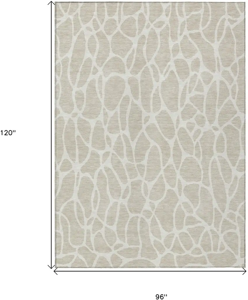 Beige And Ivory Geometric Washable Indoor Outdoor Area Rug Photo 3