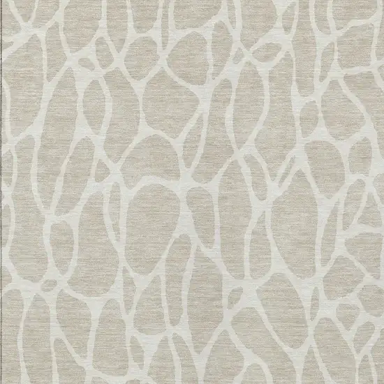Beige And Ivory Geometric Washable Indoor Outdoor Area Rug Photo 6