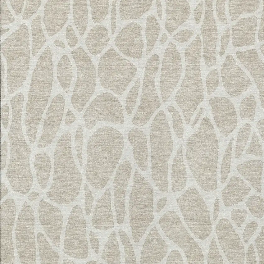 Beige And Ivory Geometric Washable Indoor Outdoor Area Rug Photo 6