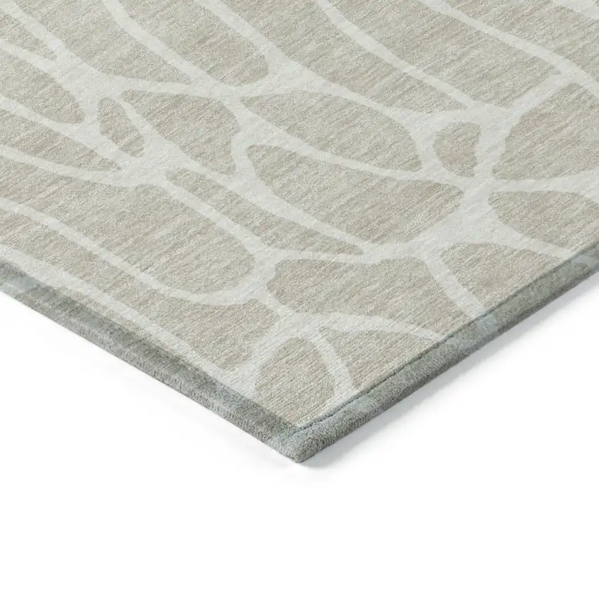 Beige And Ivory Geometric Washable Indoor Outdoor Area Rug Photo 5