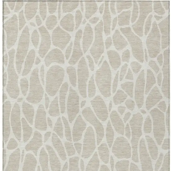 Beige And Ivory Geometric Washable Indoor Outdoor Area Rug Photo 7