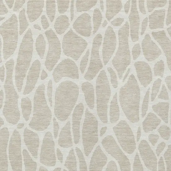 Beige And Ivory Geometric Washable Indoor Outdoor Area Rug Photo 6