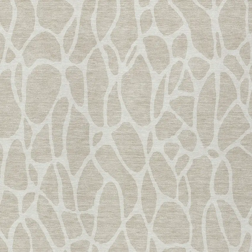 Beige And Ivory Geometric Washable Indoor Outdoor Area Rug Photo 6