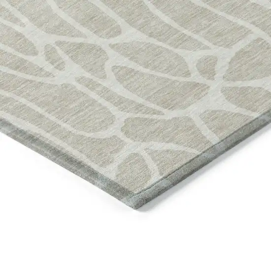 Beige And Ivory Geometric Washable Indoor Outdoor Area Rug Photo 5
