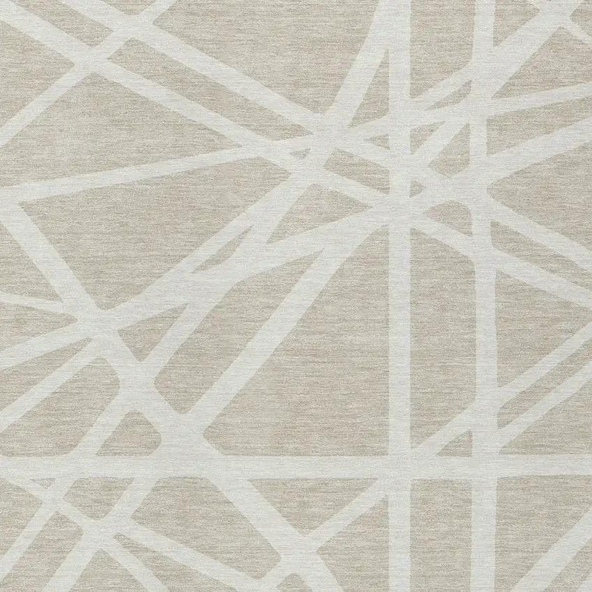Beige And Ivory Geometric Washable Indoor Outdoor Area Rug Photo 5