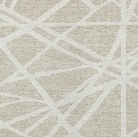 Beige And Ivory Geometric Washable Indoor Outdoor Area Rug Photo 5