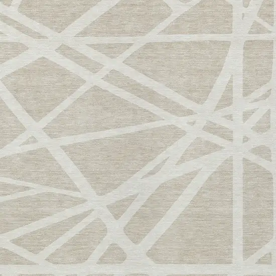 Beige And Ivory Geometric Washable Indoor Outdoor Area Rug Photo 6
