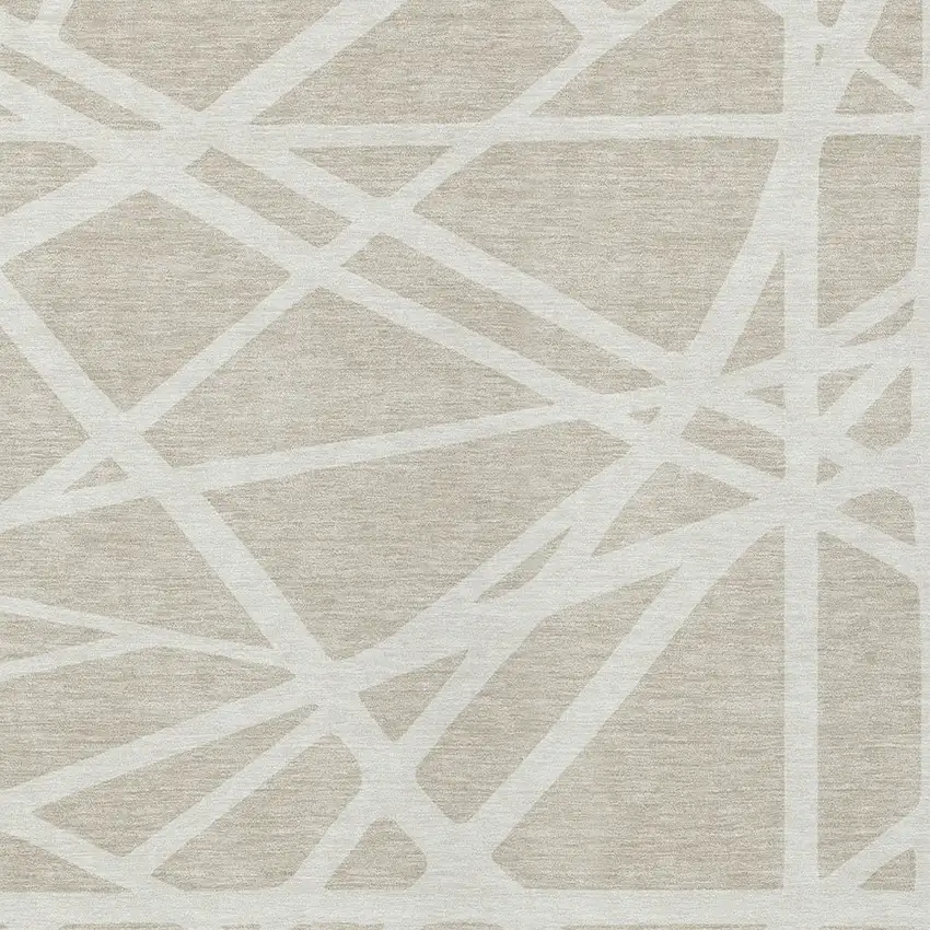 Beige And Ivory Geometric Washable Indoor Outdoor Area Rug Photo 6