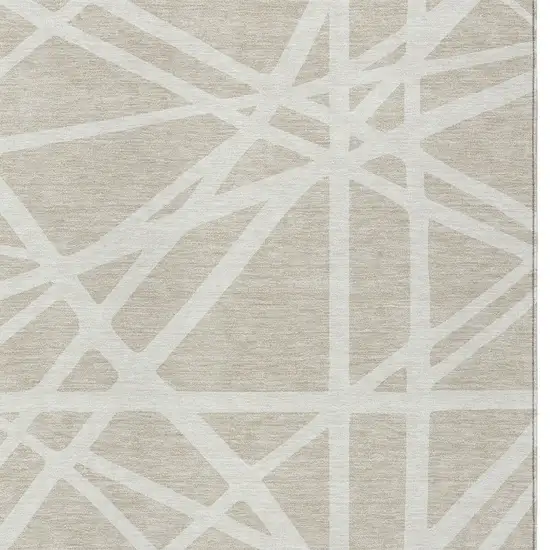 Beige And Ivory Geometric Washable Indoor Outdoor Area Rug Photo 6