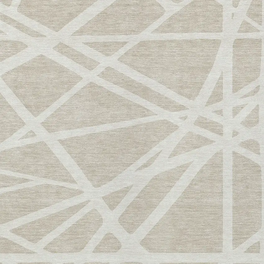 Beige And Ivory Geometric Washable Indoor Outdoor Area Rug Photo 6