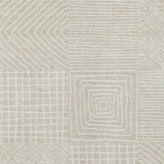 Beige And Ivory Geometric Washable Indoor Outdoor Area Rug Photo 5